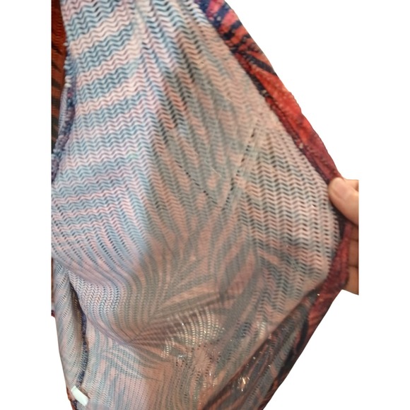 Catherines 2XWP Palm Leaf Print Open Front Lightweight Cardigan Cover Up Texture - Picture 3 of 9